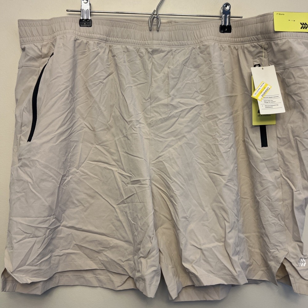 All in motion men's 7" shorts, XXL, beige NWT